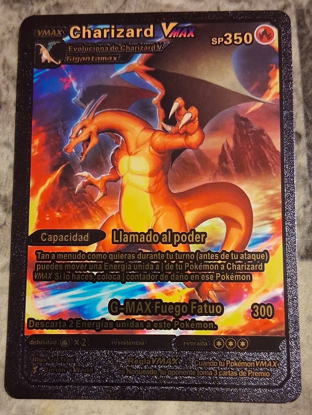 Charizard VMAX Collectible Game Card - Orange Fire Artwork